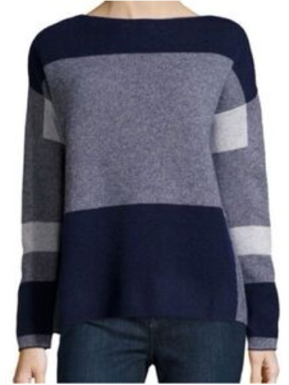 VINCE  Navy and Gray Colorblock Sweater - XS